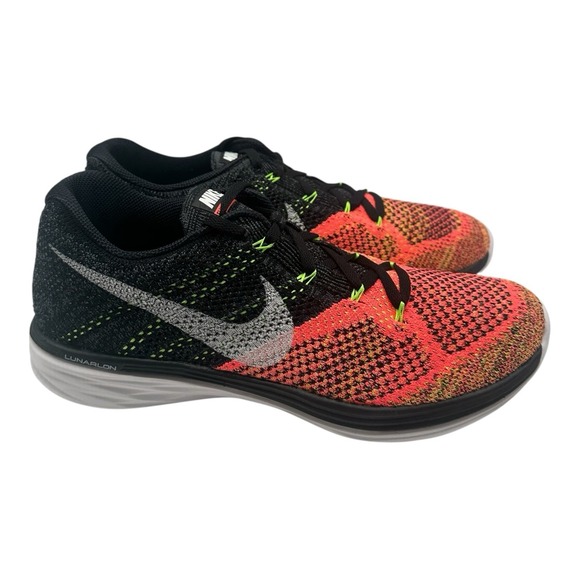 Nike FlyKnit Lunar3 Running Shoes‎ Mens Sz 9.5 Black White Hot Lava 698181-00 main image 12
